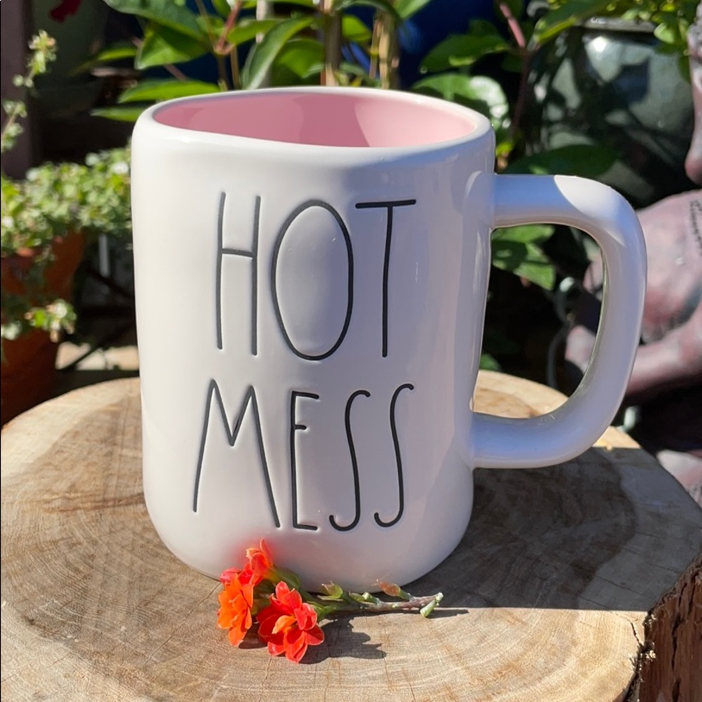 NEW Rae Dunn “HOT MESS” PINK & White Coffee / Tea Mug 😂